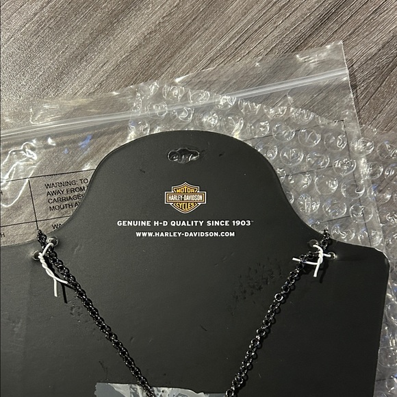 Harley-Davidson Black Skull Rhinestone Necklace - Picture 2 of 3